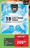 2-PLY TOILET TISSUE 18'S