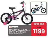 16" or 20" Nexus 2.0 Boys or Girls BMX Bicycle (432140; 432146; 432161)