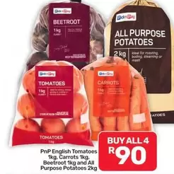 English Tomatoes, Carrots, Beetroot and All Purpose Potatoes
