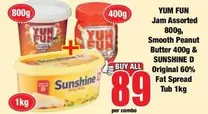 Jam Assorted, Smooth Peanut Butter & Original Fat Spread Tub