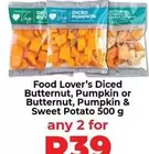 Diced Butternut, Pumpkin or Butternut, Pumpkin & Sweet Potato