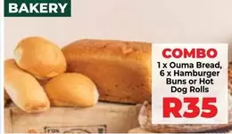1 x Ouma Bread, 6 x Hamburger Buns or Hot Dog Rolls
