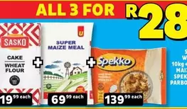 SASKO - Sasko Cake Wheat Flour, Super Maize Meal, Spekko Rice
