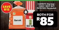 Best Buy - CARROTS 3kg bag + CLASS 1 BEST BUY POTATOES 7kg pocket