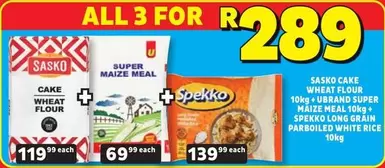 SASKO - Sasko Cake Wheat Flour 10kg + Ubrand Super Maize Meal 10kg + Spekko Long Grain Parboiled White Rice 10kg