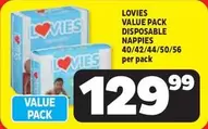 Lovies - DISPOSABLE NAPPIES 40/42/44/50/56 per pack
