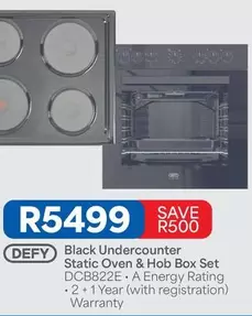 Defy - Black Undercounter Static Oven & Hob Box Set DCB822E