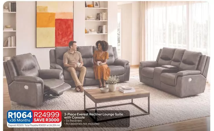 Everest - 3-Piece Recliner Lounge Suite