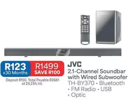 JVC - 2.1-Channel Soundbar with Wired Subwoofer TH-BY370