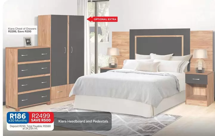 Total - Kiara Headboard and Pedestals