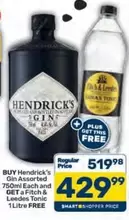 Gin Assorted 750ml Each and Get a Fitch & Leedes Tonic 1Litre