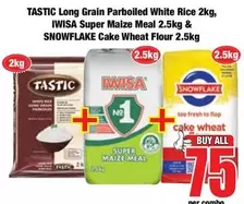 Tastic - Long Grain Parboiled White Rice, Super Maize Meal, Cake Wheat Flour