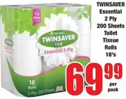Twinsaver - Essential 2 Ply Toilet Tissue Rolls