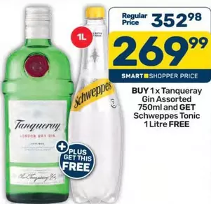 Tanqueray - Gin Assorted 750ml and Schweppes Tonic 1 Litre
