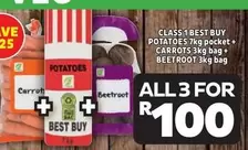 Best Buy - Potatoes 7kg pocket + Carrots 3kg bag + Beetroot 3kg bag