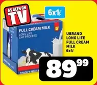 FULL CREAM MILK LONG LIFE UHT PROCESS