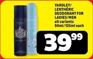 Yardley - Deodorant for Ladies/Men