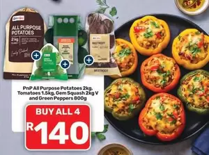 All Purpose Potatoes, Tomatoes, Gem Squash, Green Peppers