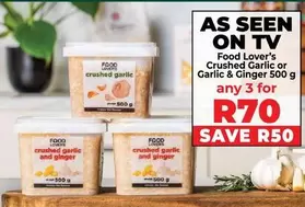 Crushed Garlic or Garlic & Ginger