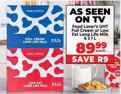 UHT Full Cream or Low Fat Long Life Milk