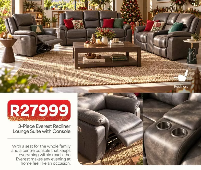 Everest - 3-Piece Recliner Lounge Suite with Console