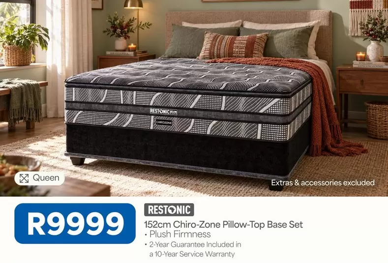 Restonic - 152cm Chiro-Zone Pillow-Top Base Set