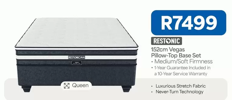 Restonic - 152cm Vegas Pillow-Top Base Set