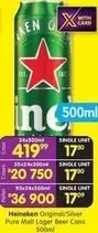 Heineken - Original/Silver Pure Malt Lager Beer Cans
