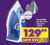 Blue Non-Stick Steam Iron 1600W