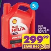 Shell - Helix HX3 Multigrade Oil 20W-50