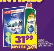 Sunlight - Platinum Refill/Original Dishwashing Liquid
