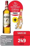 Schweppes - Paddy Triple Distilled Irish Whiskey 1 x 750 ml
