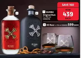 BUMBU Original Rum 1 x 750 ml (399078) and XO Rum 1 x 750 ml