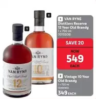 Distillers Reserve 12 Year Old Brandy 1 x 750 ml (1015508) or Vintage 10 Year Old Brandy 1 x 750 ml (1298180)