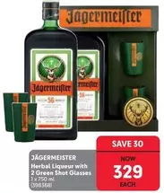 Jagermeister - Herbal Liqueur with 2 Green Shot Glasses (398368)