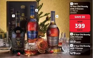 KWV - 10 Year Old Brandy with 2 Glasses