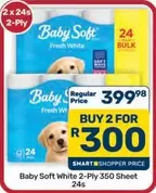 Baby Soft -  White 2-Ply 350 Sheet 24s