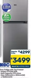 KIC - Grey Fridge with Top Freezer