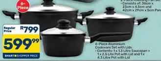 Pan - 6-Piece Aluminium Cookware Set with Lids