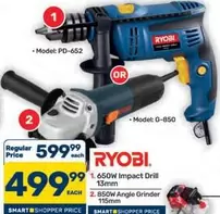 ryobi - PD-652 650W Impact Drill and G-850 850W Angle Grinder