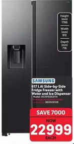 Samsung - 617 L Side-by-Side Fridge Freezer with Water and Ice Dispenser
