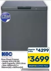KIC - Grey Chest Freezer KCG 215 GR