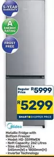 Metallic Fridge with Bottom Freezer