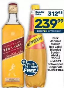 Schweppes - Johnnie Walker Red Label Blended Scotch Whisky 750ml and Ginger Ale 1 Litre