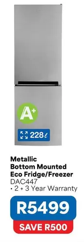 Metallic Bottom Mounted Eco Fridge/Freezer DAC447