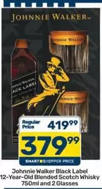 Johnnie Walker - Black Label 12-Year-Old Blended Scotch Whisky 750ml and 2 Glasses