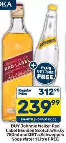 Schweppes - Johnnie Walker Red Label Blended Scotch Whisky 750ml and  Soda Water 1 Litre
