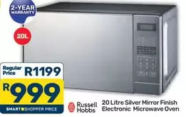 Russell Hobbs - 20 Litre Silver Mirror Finish Electronic Microwave Oven