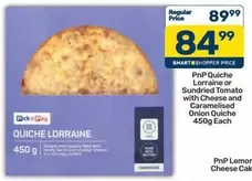 Pick n Pay - Quiche Lorraine or Sundried Tomato with Cheese and Caramelised Onion Quiche