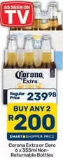 Corona - Extra or Cero 6 x 355ml Non-Returnable Bottles